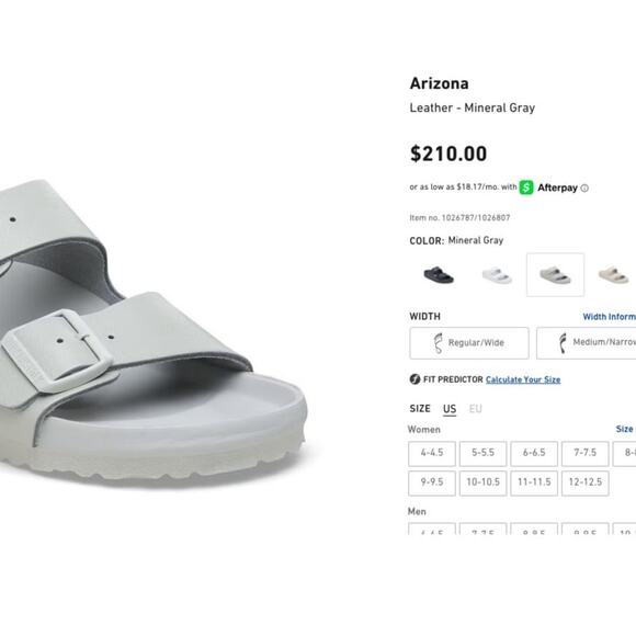 NWT BIRKENSTOCK Mens arizona ALL leather wrapped sandal mineral gray size 42 main image 6